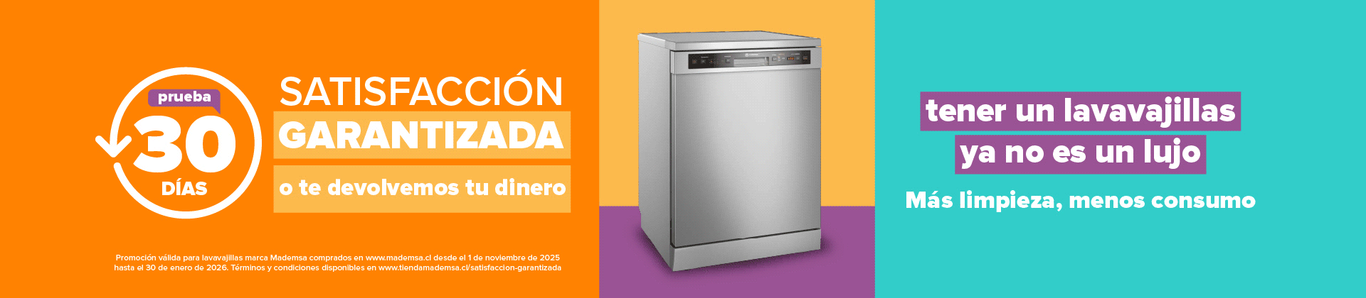 Prueba 30 días Mademsa - Satisfacción Garantizada | Tener un lavavajillas ya no es un lujo